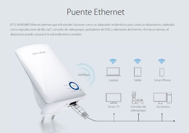 Extensor De Wifi Repetidor 300mbps 2.4ghz Tl-wa850re Tplink