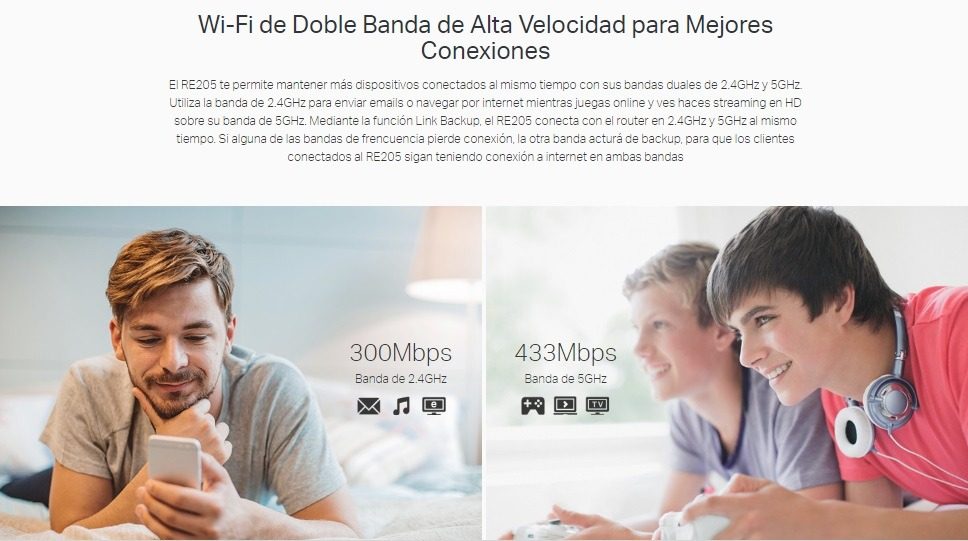 Extensor Rango Wifi Ac750 Re205 Tp-link Doble Banda