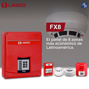 PANEL DE ALARMA CONTRA INCENDIO LINSEG FX8 8 zonas