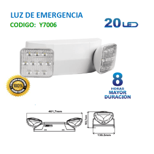 Luz De Emergencia 20 Led SMD 8 Hrs 300lm brillante YOHAD