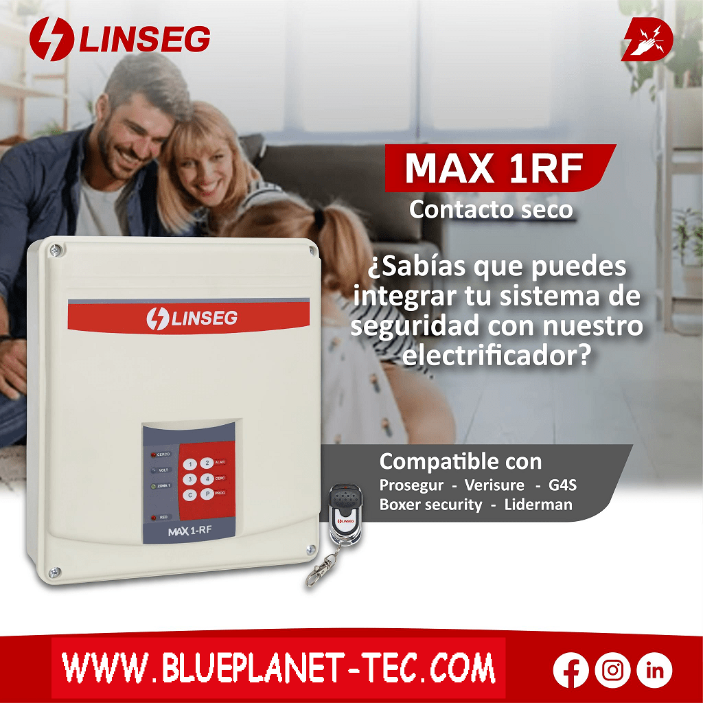 Kit Cerco Electrico-Sirena-alarma de alto voltaje Linseg MAX1-RF
