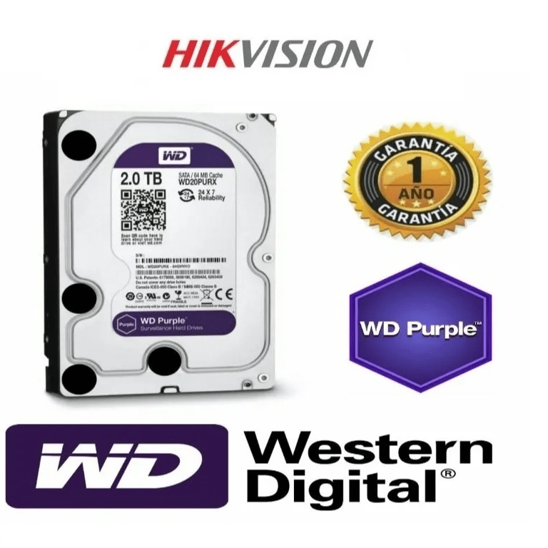 Disco Duro HD Wester Digital Purpura 2TB SATA 3.5" cámaras, pc, juegos
